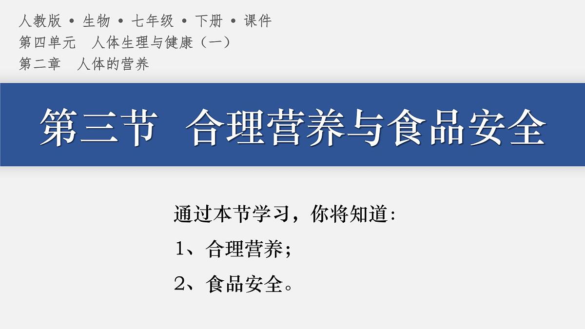 4.2.3 合理营养与食品安全 2025学年七年级生物下册同步教学精美课件（人教版2024）第2页