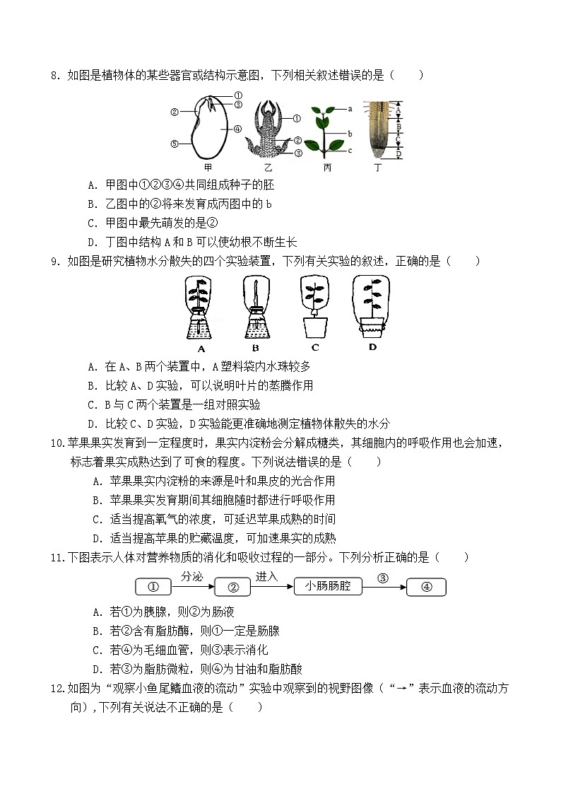 2025年中考第二次模拟考试卷：生物（武汉卷）（考试版）第3页