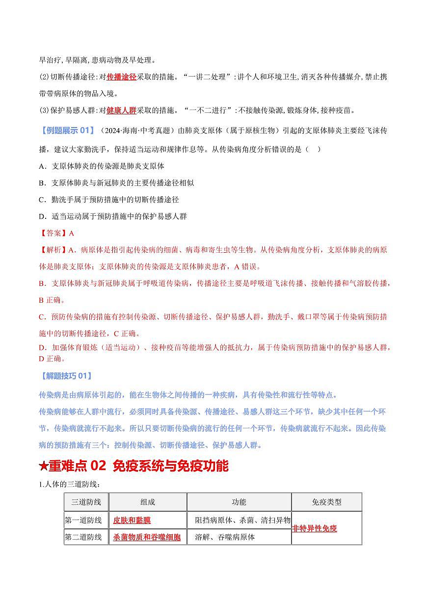 重难点13 健康地生活（解析版）2025年中考生物【热点·重点·难点】专练（全国通用）第3页