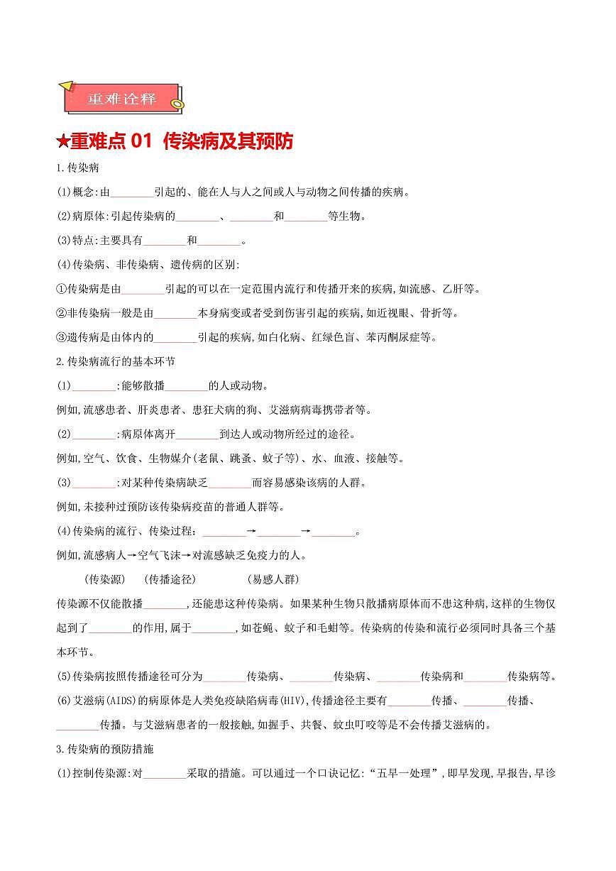 重难点13 健康地生活（原卷版）2025年中考生物【热点·重点·难点】专练（全国通用）第2页