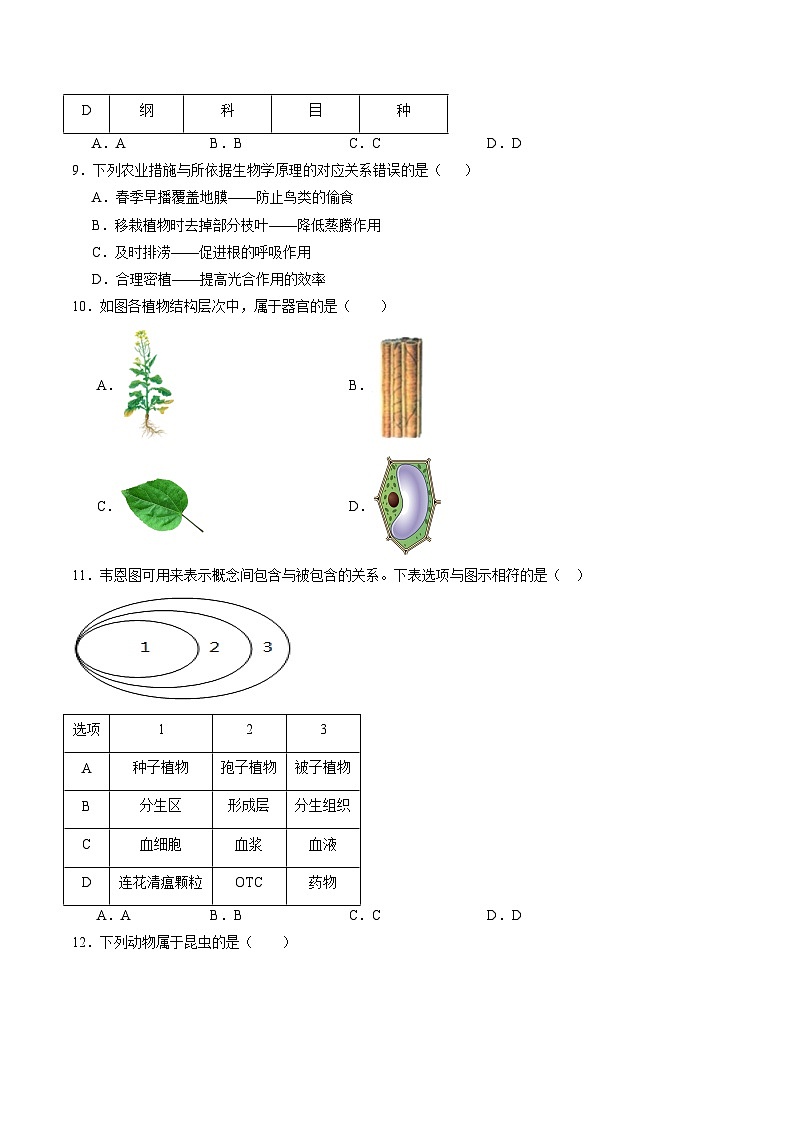 2025年中考第二次模拟考试卷：生物（长沙卷）（考试版）第3页