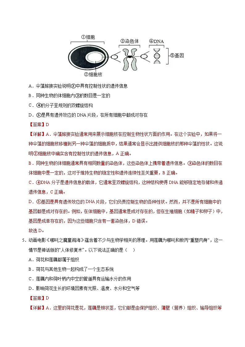 2025年中考第二次模拟考试卷：生物（云南卷）（解析版）第3页