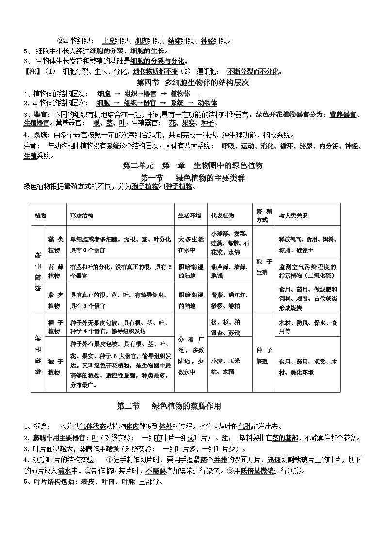 2025年中考济南版生物知识点考点复习提纲 学案第3页
