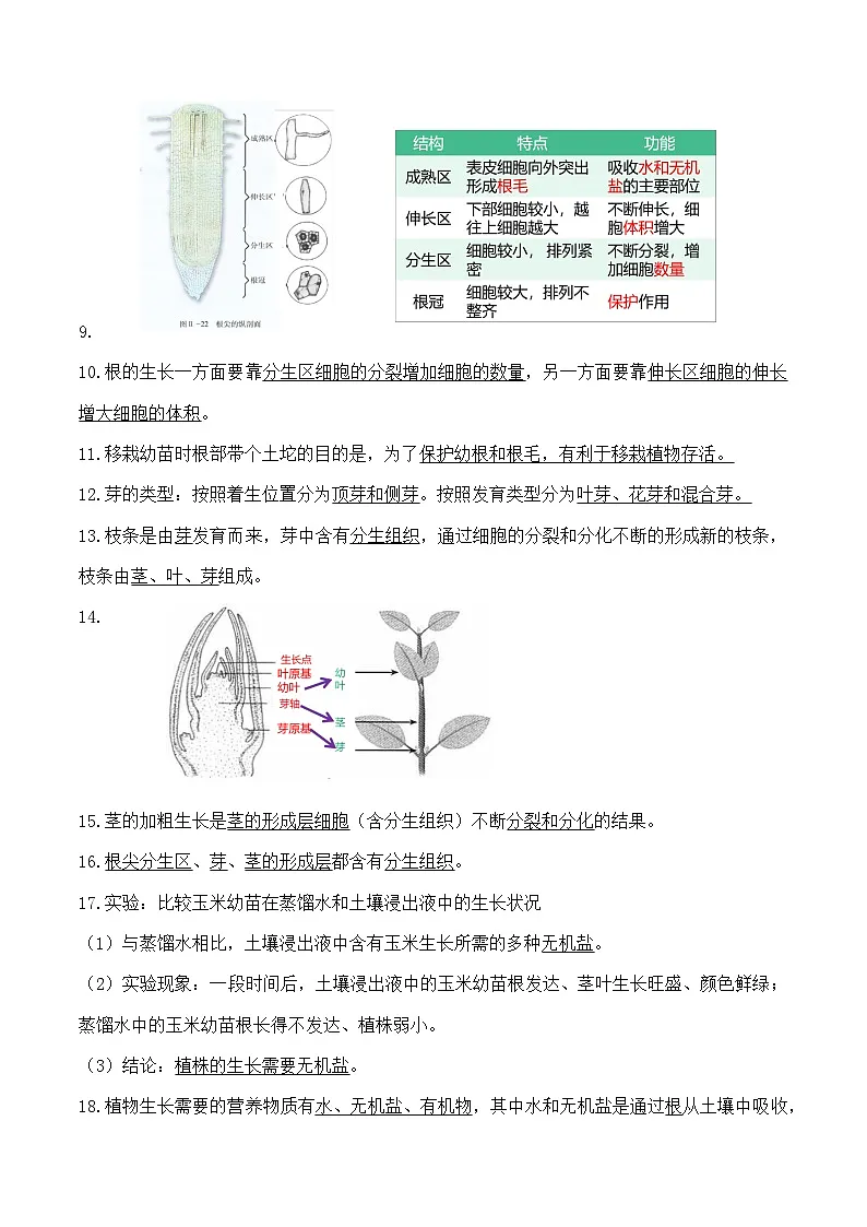 人教版（2024）七年级下册生物期末复习全册知识点考点提纲 学案第2页