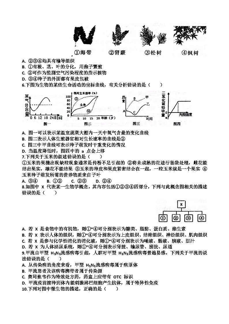 2024—2025年济南天桥区泺口实验学校第二学期八年级生物期中考试试题（含答案）第2页
