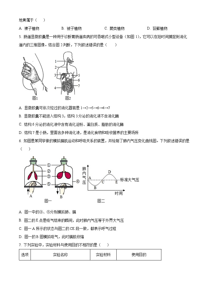 2025年四川省宜宾市长宁县中考一模生物试题（原卷版+解析版）第2页