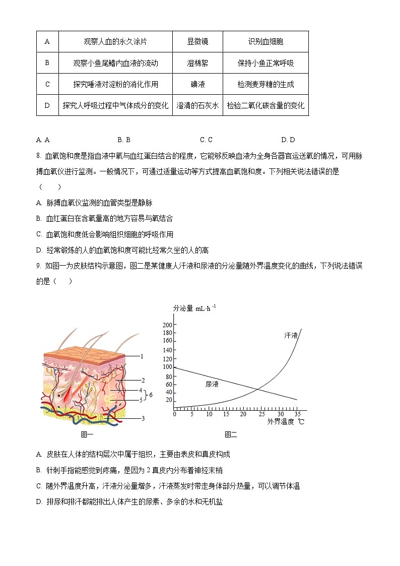 2025年四川省宜宾市长宁县中考一模生物试题（原卷版+解析版）第3页
