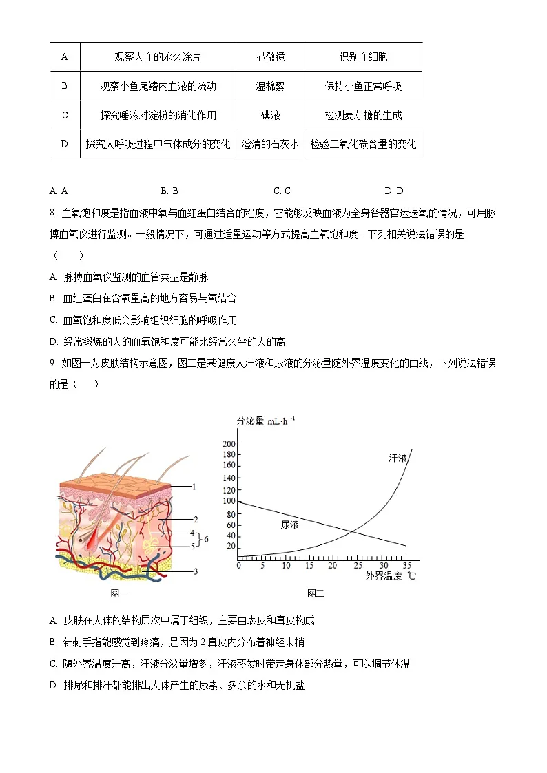 2025年四川省宜宾市长宁县中考一模生物试题（原卷版+解析版）第3页