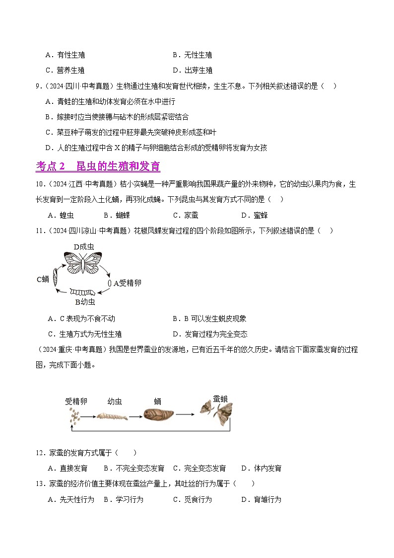 备战2025年中考生物真题分类汇编（全国通用）专题15生物的生殖和发育（第01期）（学生版）第2页