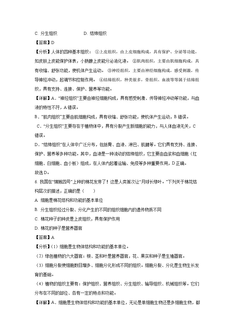 湖南省株洲市茶陵县2024-2025学年七年级上学期期末生物试卷（解析版）第3页