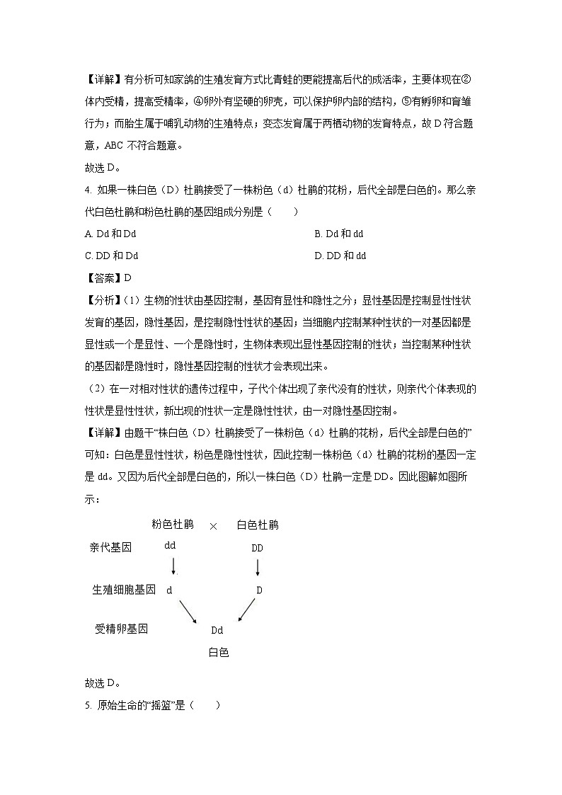 河北省廊坊市香河县2024-2025学年八年级上学期期末生物试卷（解析版）第3页