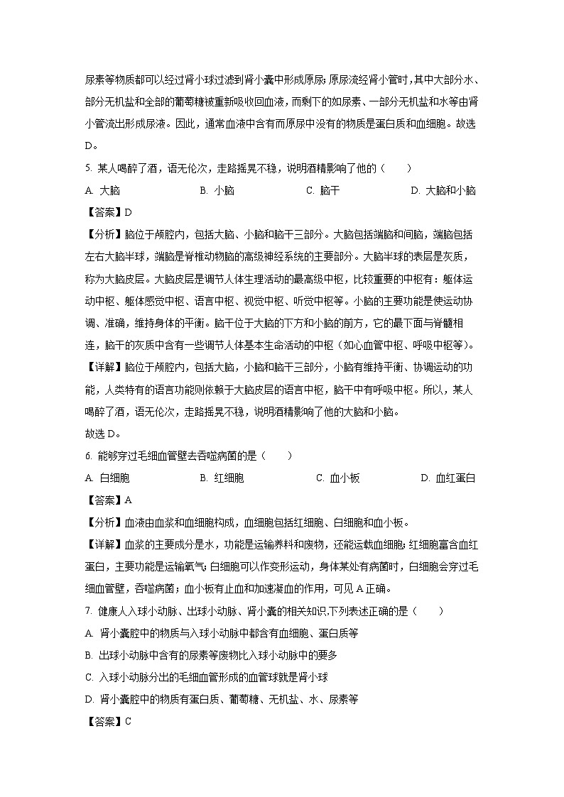 江苏省徐州市鼓楼区某校2024-2025学年八年级10月月考学生物试卷（解析版）第3页