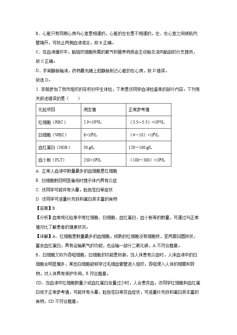 江苏省南通市如皋市2024-2025学年八年级上学期期末生物试卷（解析版）第2页