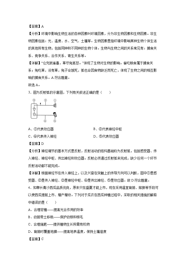备战2025年中考模拟卷07（连云港专用）生物试卷（解析版）第2页