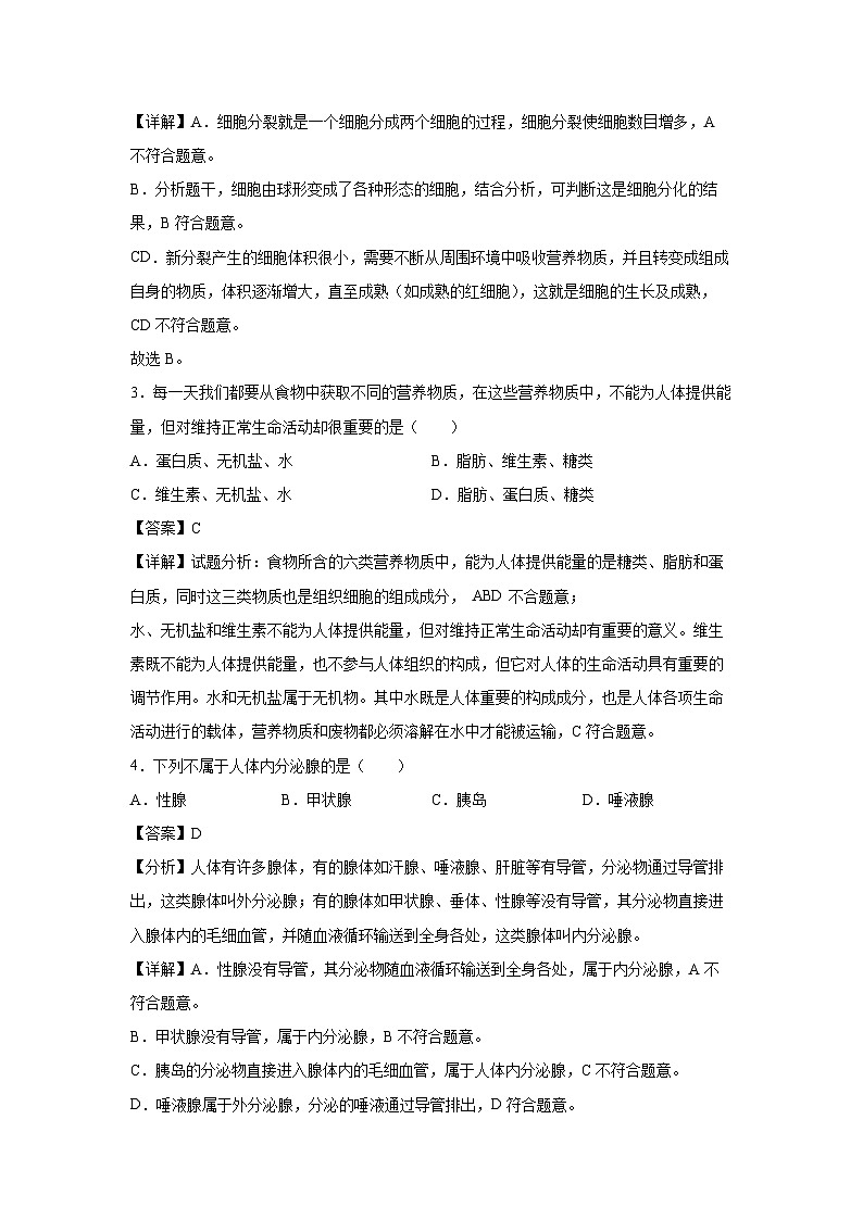 备战2025年中考模拟卷07（江苏泰州专用）生物试卷（解析版）第2页