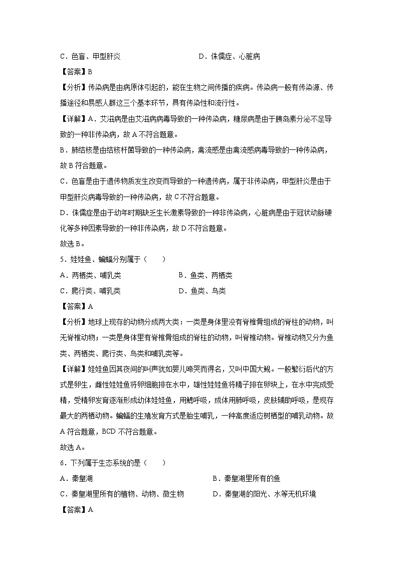 备战2025年中考模拟卷04（海南专用）生物试卷（解析版）第3页