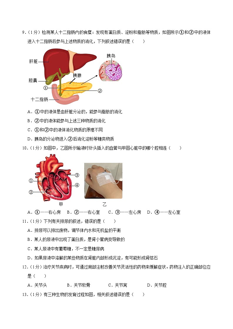 河南省新乡市原阳县2023-2024学年八年级下学期期末考试生物试卷第3页
