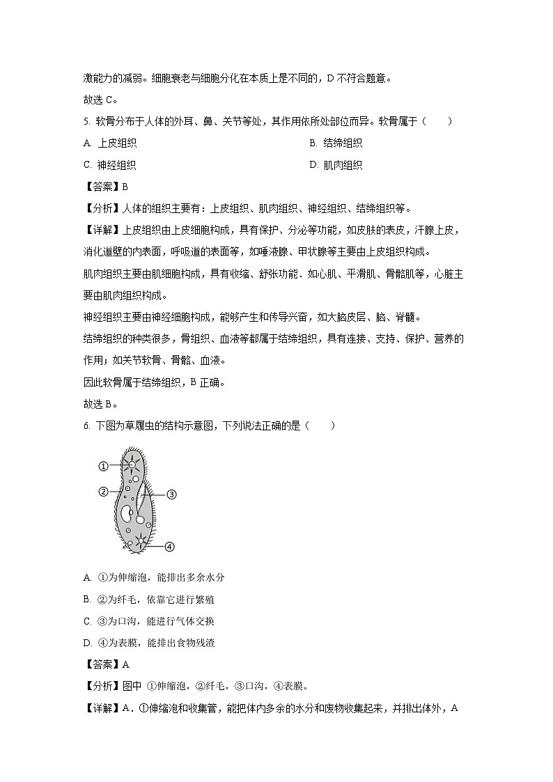 陕西省渭南市高新区2023-2024学年七年级下学期期末生物试卷（解析版）第3页