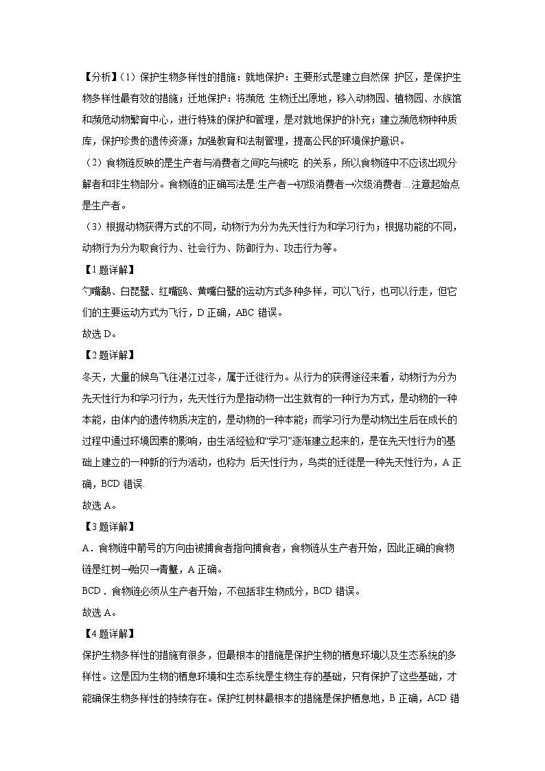 广东省湛江市麻章区2024-2025学年八年级上学期期末生物试卷（解析版）第2页
