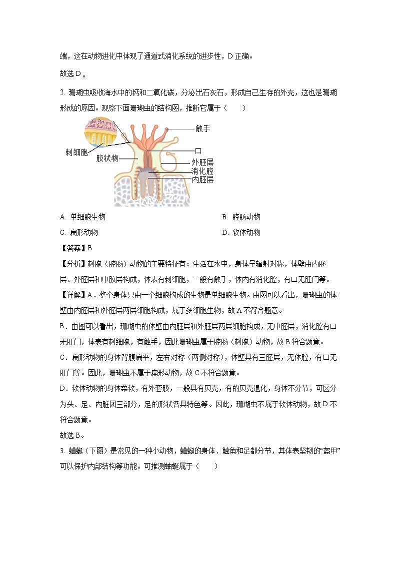 河南省南阳市新野县2024-2025学年八年级上学期期末生物试卷（解析版）第2页