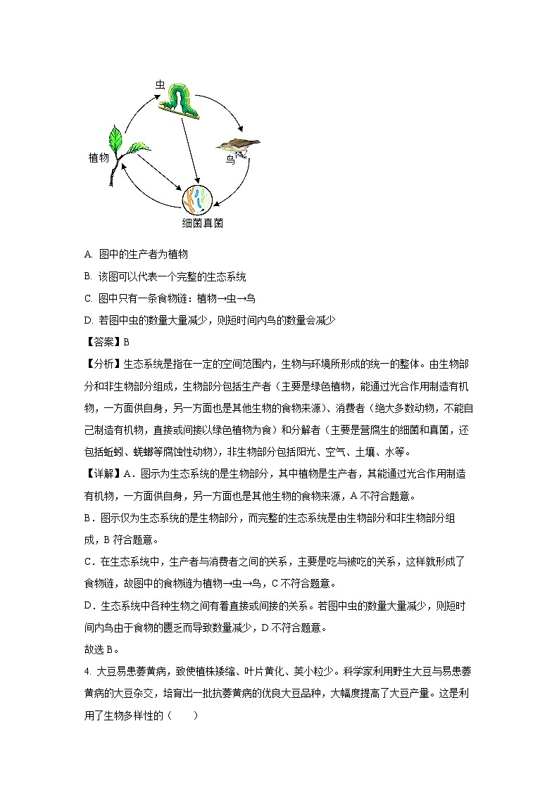 2025年江苏省淮安市淮安区八年级一模生物试题（解析版）第2页