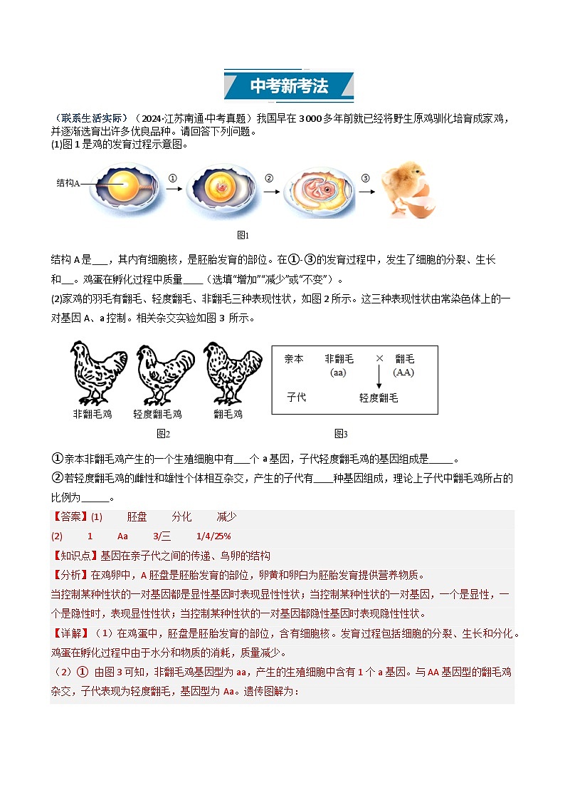 备战2025年中考生物真题分类汇编（江苏专用）专题12生物的遗传、变异和进化（解析版）第2页