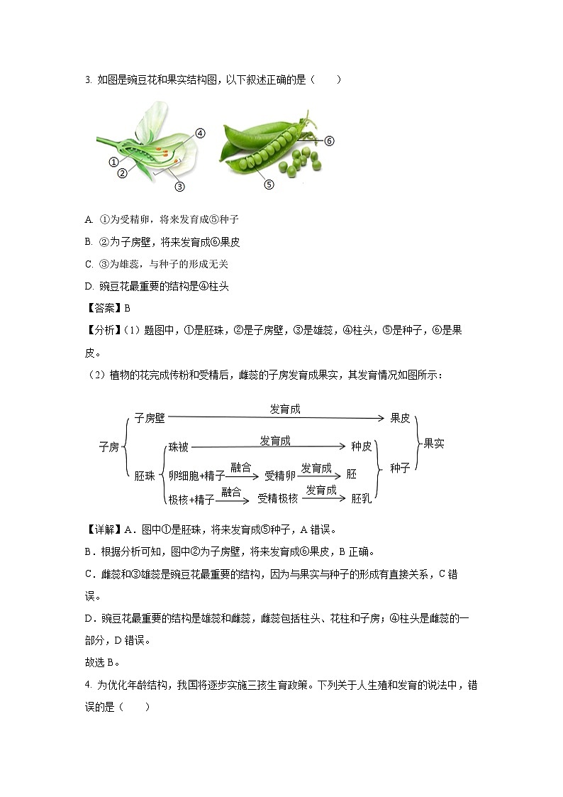2025年甘肃省武威市凉州区凉州区中考一模生物试题（解析版）第2页