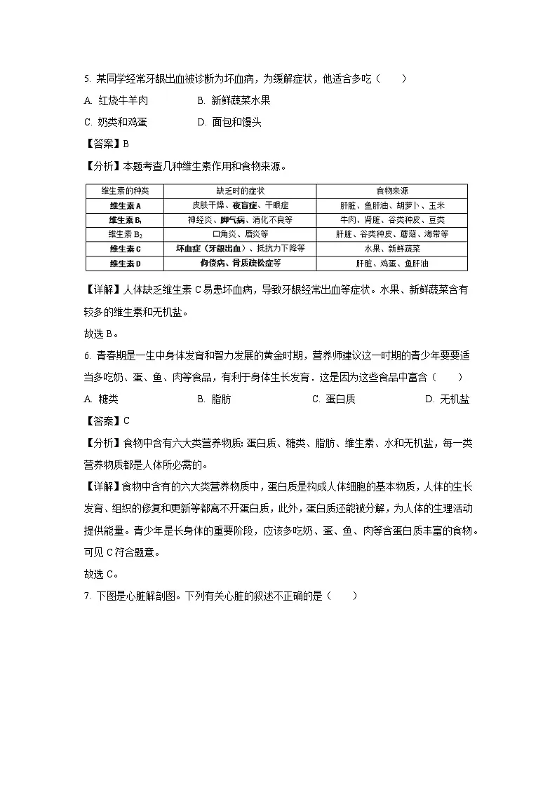 湖南省衡阳市衡南县2023-2024学年七年级下学期期末生物试题（解析版）第3页