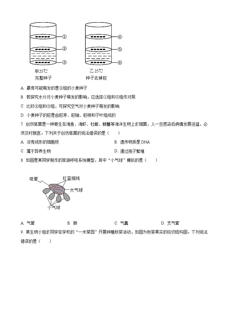 2025年河北省石家庄市八年级中考一模生物试题（原卷版+解析版）（中考模拟）第3页