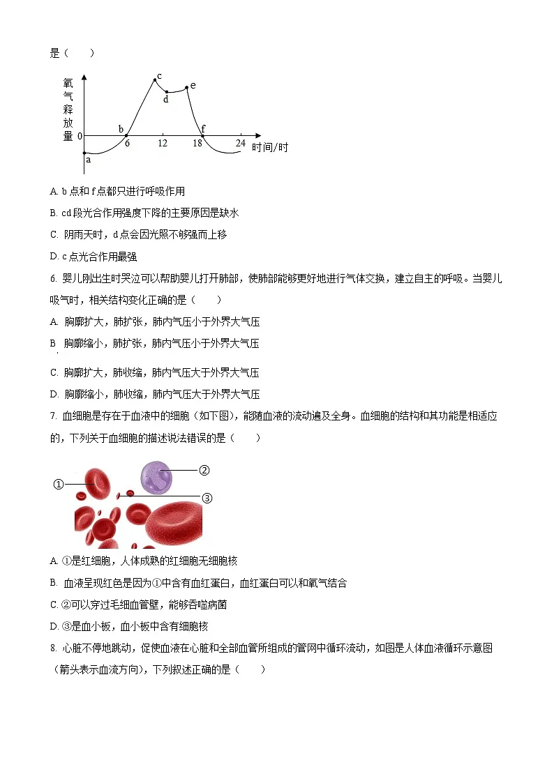 2025年河南省信阳市固始县部分初中八年级联考一模生物试题（中考模拟）第2页