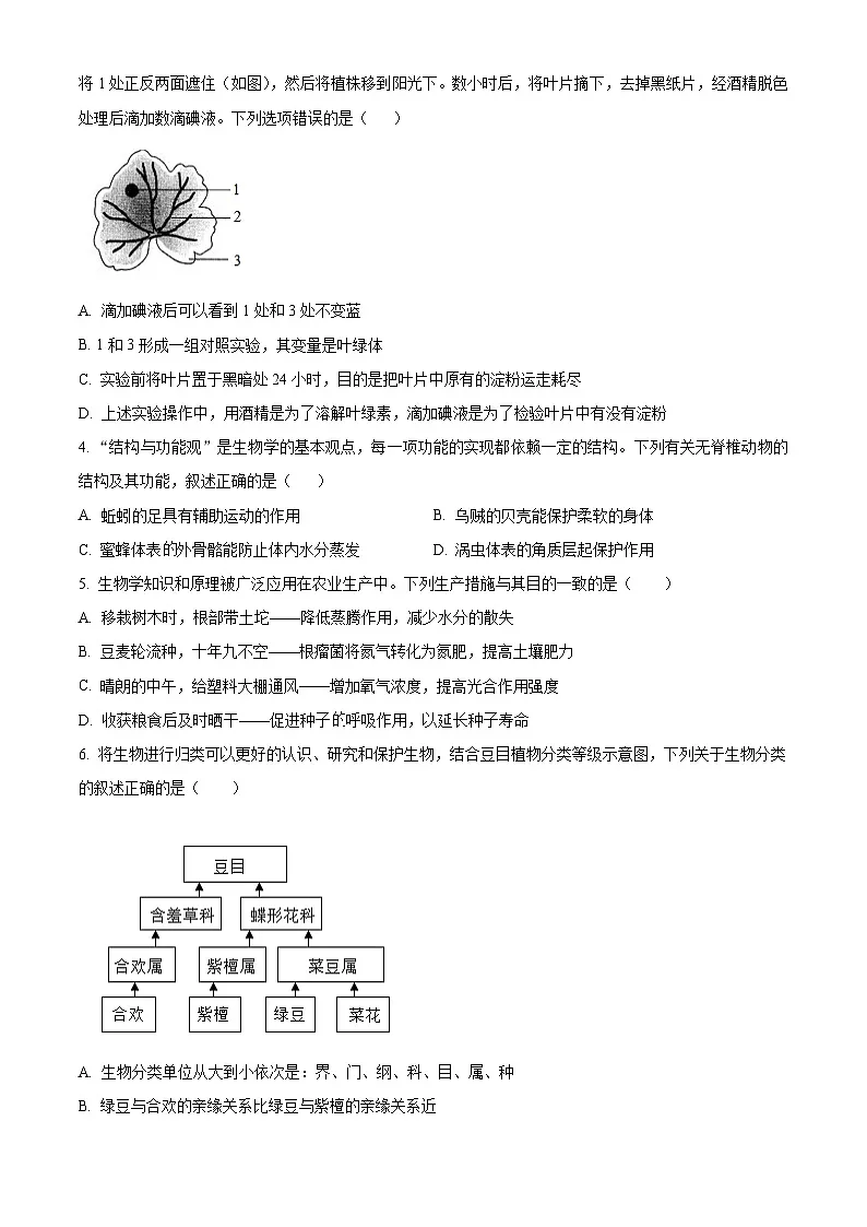 2025年山东省菏泽市东明县中考二模生物试题（原卷版+解析版）第2页