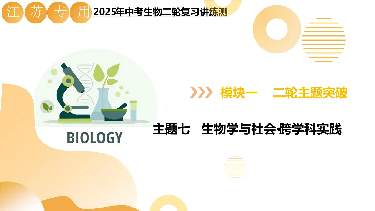 主题七+跨学科实践（二轮突破课件）2025年中考生物二轮复习讲练测（江苏专用）第1页
