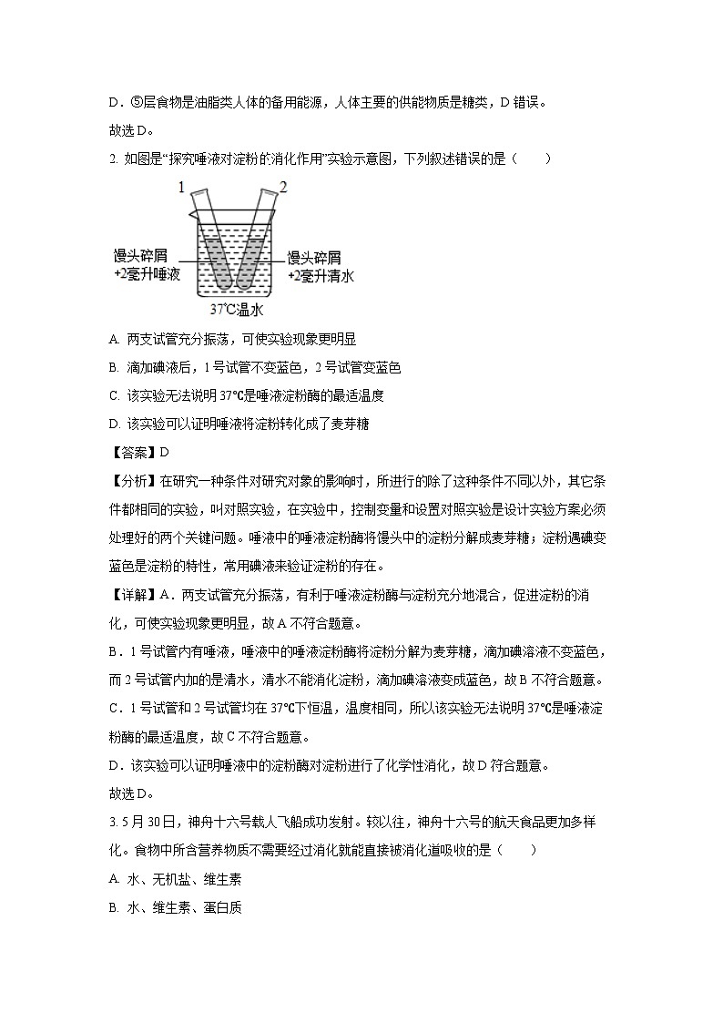 山东省济南市章丘区2023-2024学年七年级下学期期末生物试卷（解析版）第2页