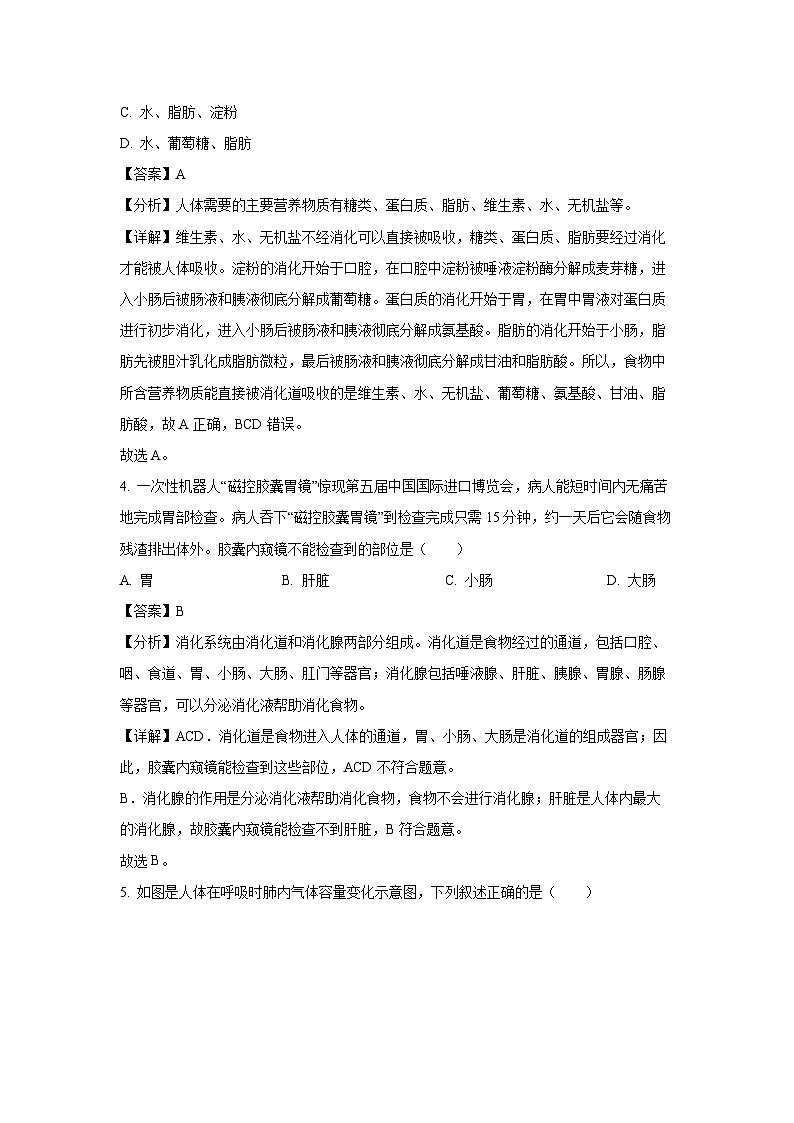 山东省济南市章丘区2023-2024学年七年级下学期期末生物试卷（解析版）第3页