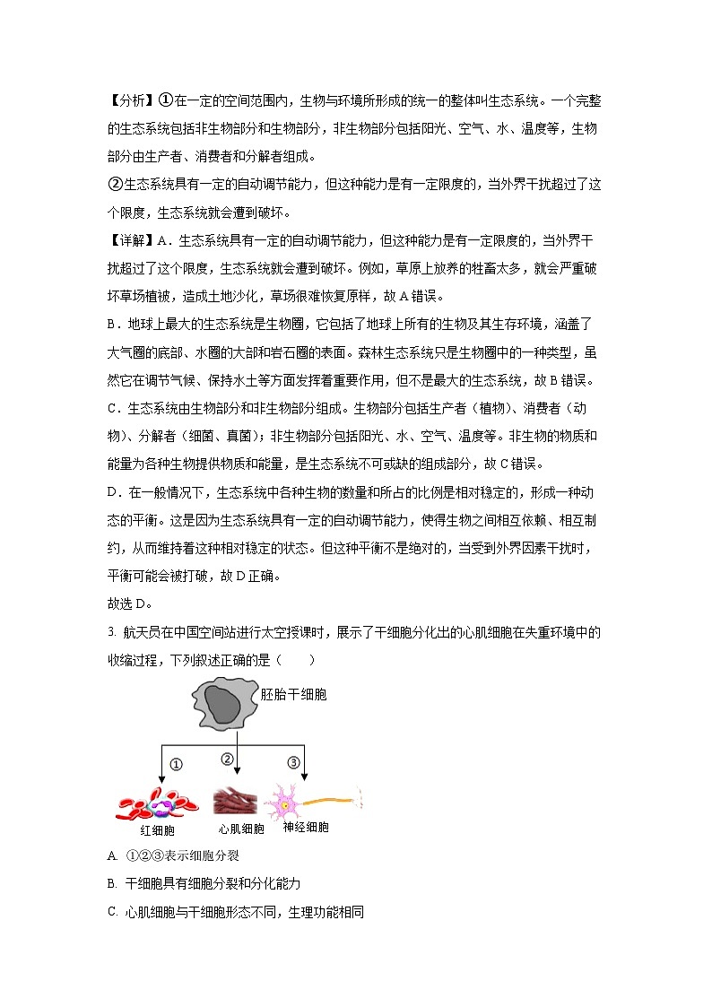 2025年吉林省长春市净月高新技术产业开发区八年级中考一模[中考模拟]生物试卷（解析版）第2页