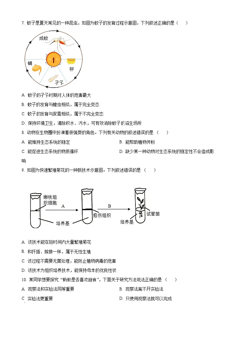 贵州省铜仁市碧江区2024-2025学年八年级上学期期末生物试题（原卷版+解析版）第2页