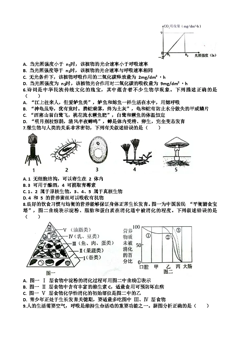 2025年济南天桥区八年级生物会考二模考试试题（含答案）第2页