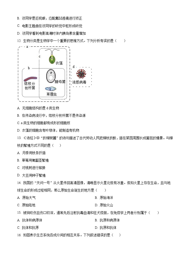 2025年江西省九江市修水县八年级二模生物试题（中考模拟）第3页