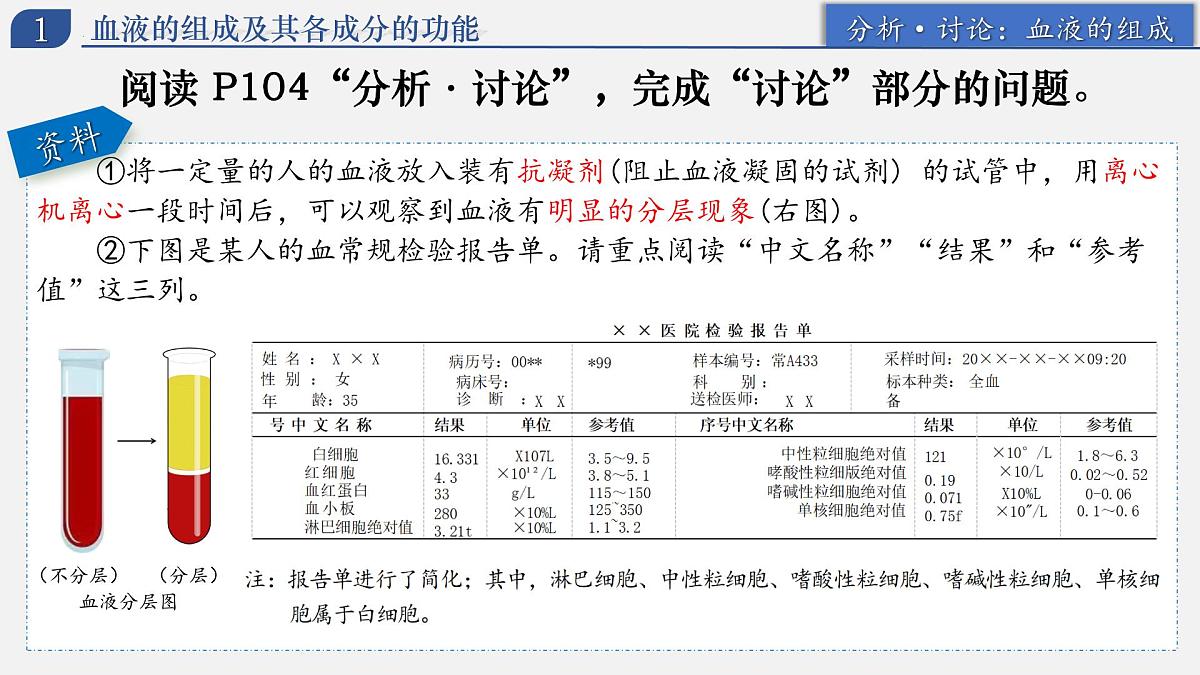 人教版生物七年级下册4.4.1《流动的组织——血液》（上课课件）第5页