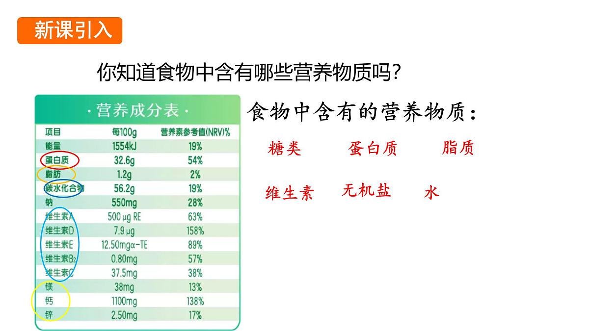 初中生物冀少版（2024）七年级下册3.1.2 人体生命活动需要的营养物质 课件第2页