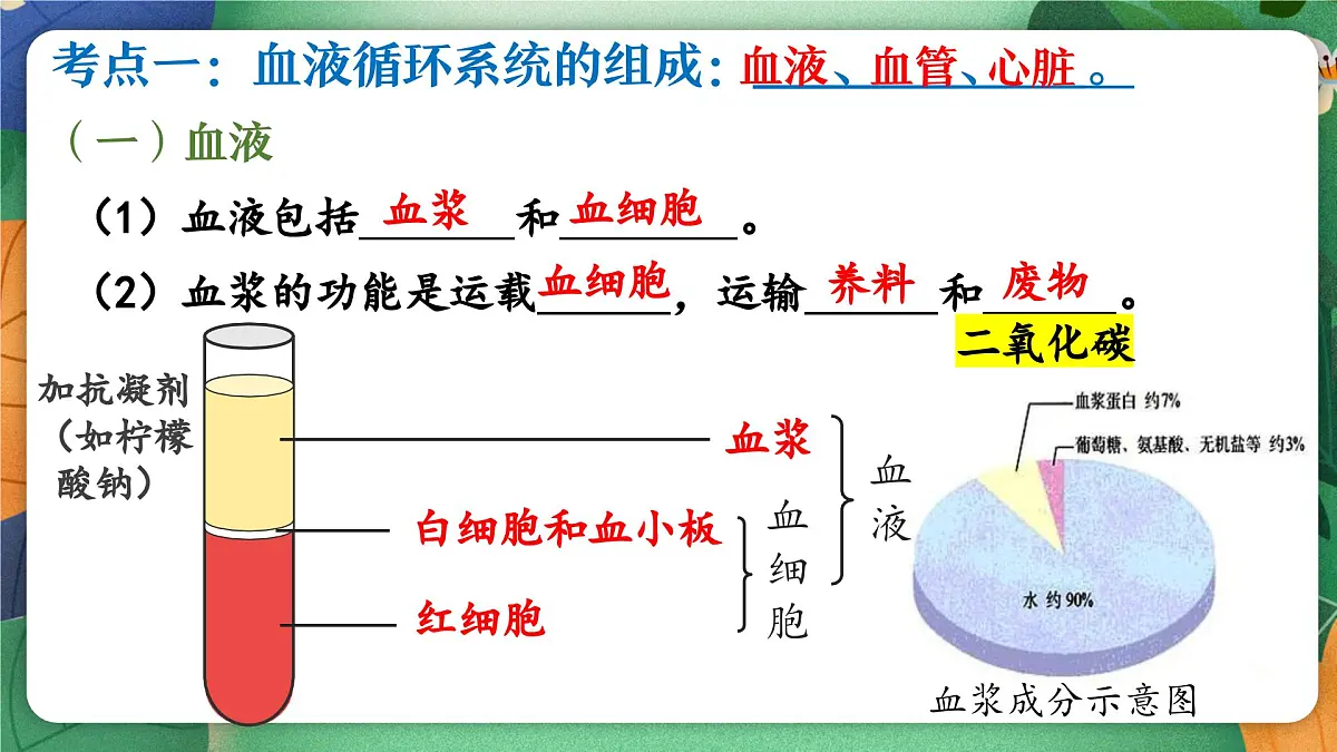 北师大版（2024新版）生物七年级下册期末复习课件：第七章 人体的物质运输第3页