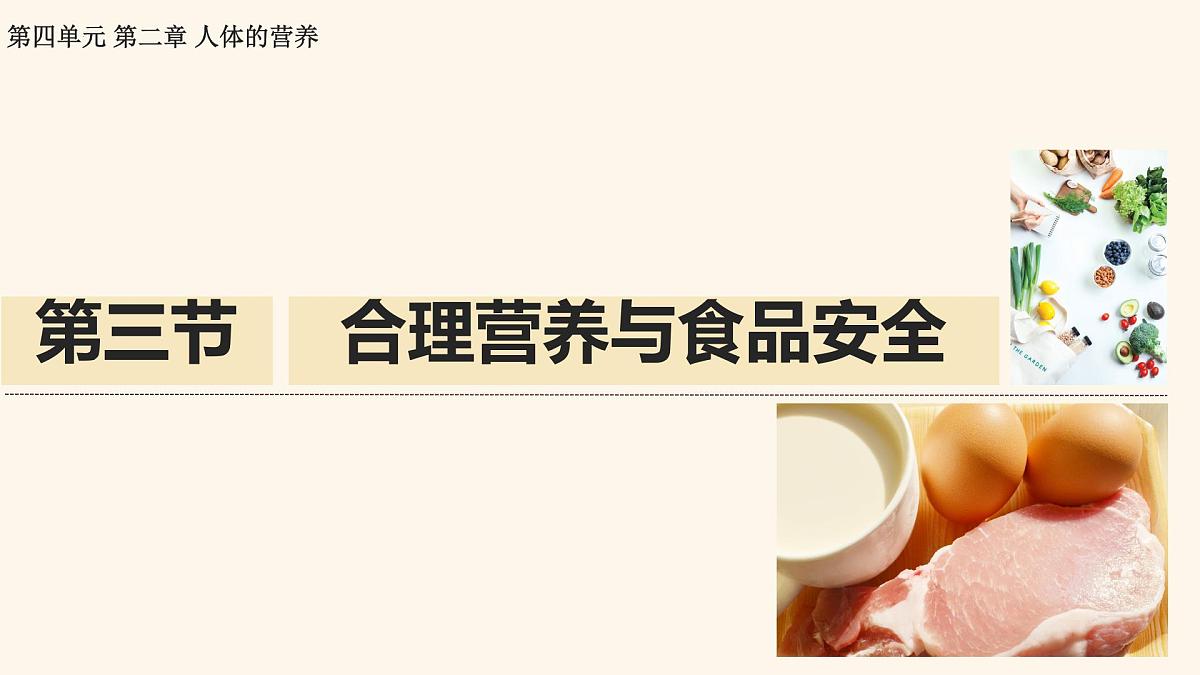 初中生物人教版（2024）七年级下册4.2.3 合理营养与食品安全 课件第1页
