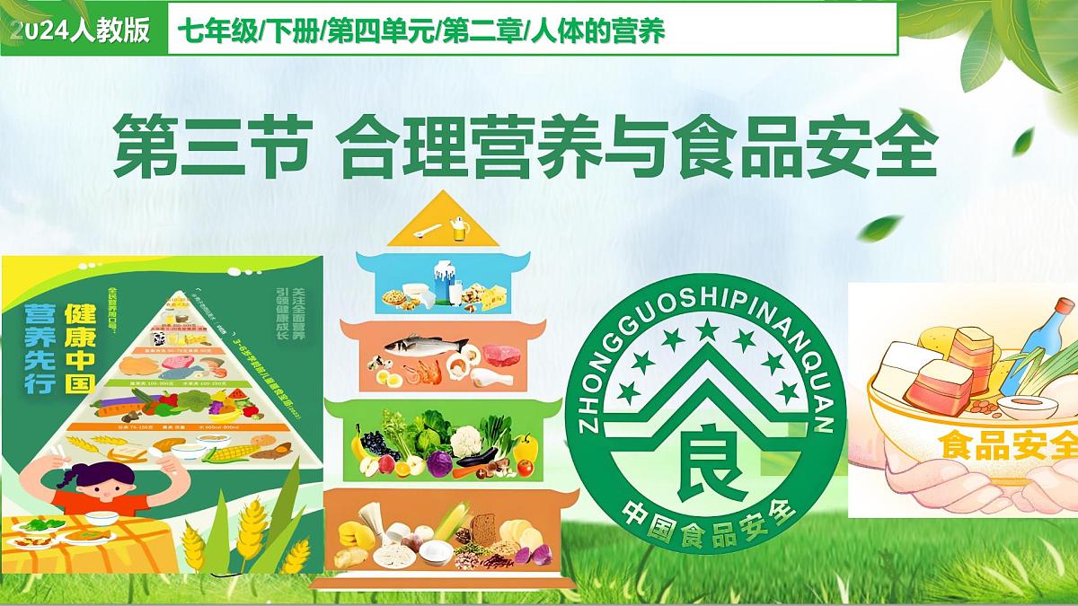 初中生物人教版（2024）七年级下册4.2.3 合理营养与食品安全 课件第1页