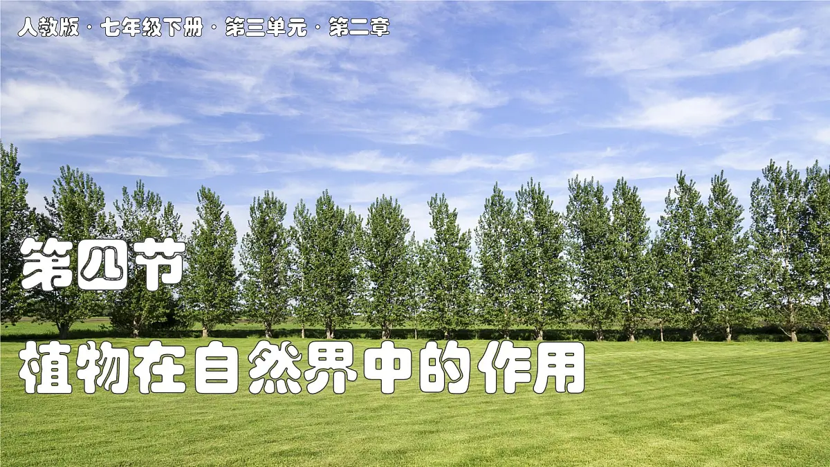 2024-2025学年人教版生物七年级下册 3.2.4 植物在自然界中的作用 课件第1页