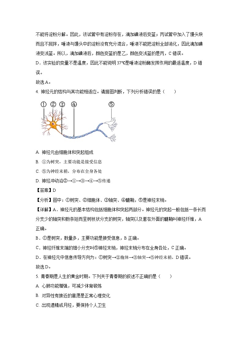 海南省省直辖县级行政单位澄迈县2023-2024学年七年级下学期期末生物试题（解析版）第3页