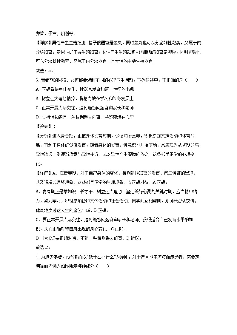 广东省肇庆市封开县2023-2024学年七年级下学期期末生物试题（解析版）第2页