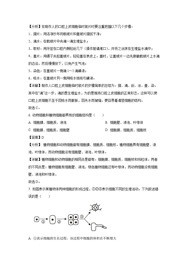 江苏省宿迁市泗阳县2023-2024学年七年级下学期期末生物试题（解析版）第3页