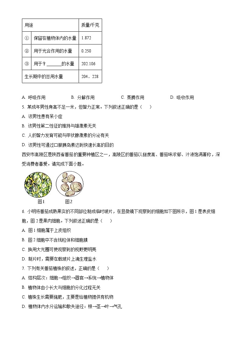 陕西省延安市2024-2025学年八年级下学期3月月考生物试题（原卷版+解析版）第2页