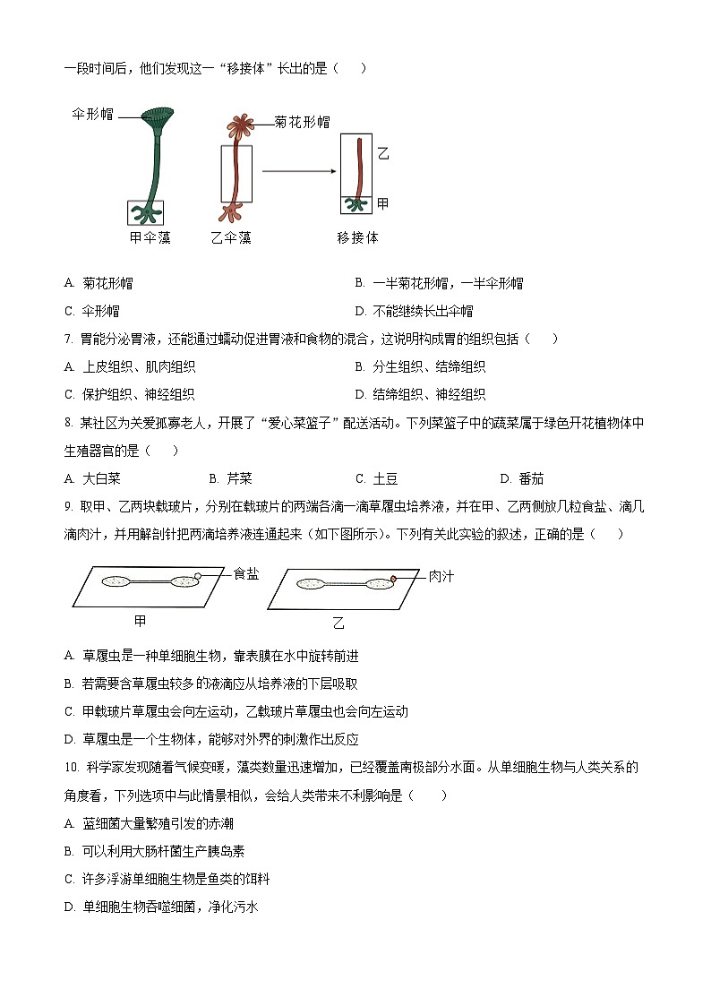 陕西省榆林市米脂县2024-2025学年七年级上学期期末生物试题（原卷版+解析版）第2页