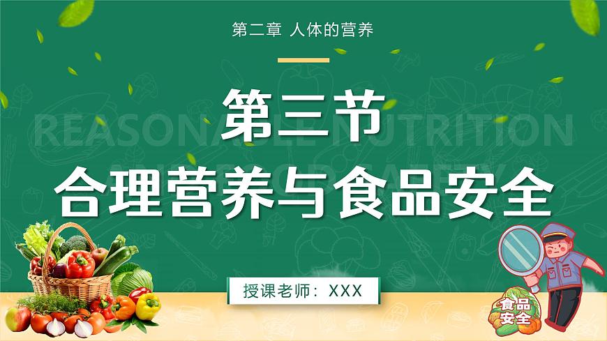 人教版2024七年级下册生物4.2.3合理营养与食品安全 课件第1页